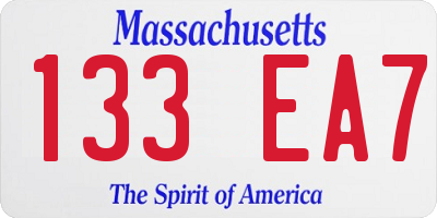 MA license plate 133EA7