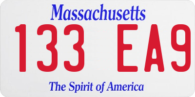 MA license plate 133EA9