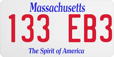 MA license plate 133EB3