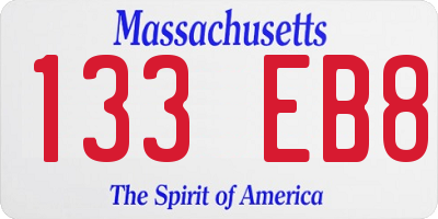 MA license plate 133EB8