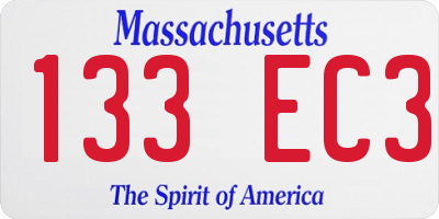MA license plate 133EC3