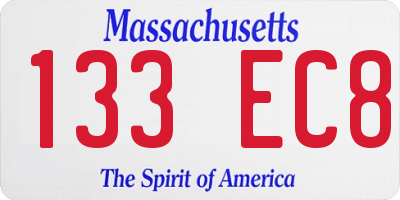 MA license plate 133EC8