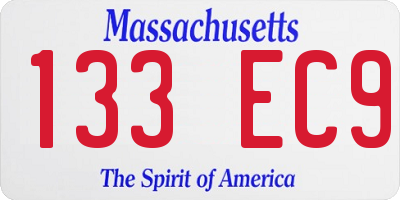 MA license plate 133EC9