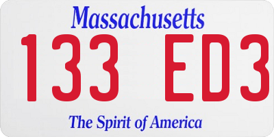 MA license plate 133ED3