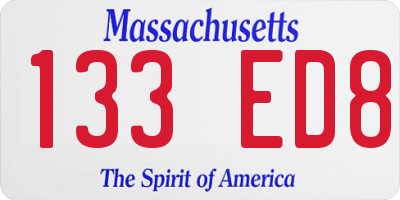 MA license plate 133ED8