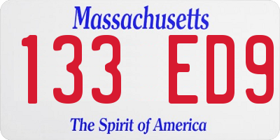 MA license plate 133ED9