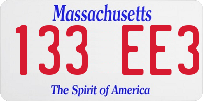 MA license plate 133EE3