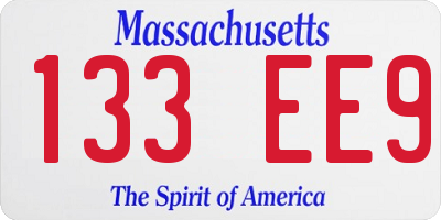 MA license plate 133EE9