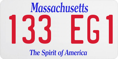 MA license plate 133EG1