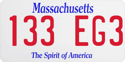 MA license plate 133EG3