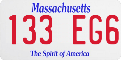 MA license plate 133EG6