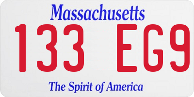 MA license plate 133EG9