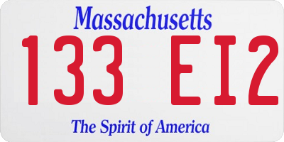 MA license plate 133EI2