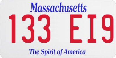 MA license plate 133EI9