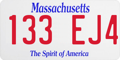 MA license plate 133EJ4