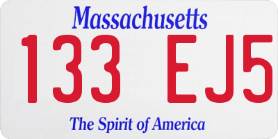 MA license plate 133EJ5