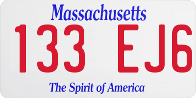 MA license plate 133EJ6