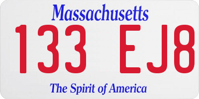MA license plate 133EJ8