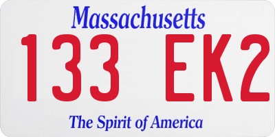 MA license plate 133EK2