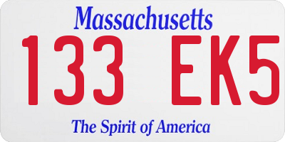 MA license plate 133EK5