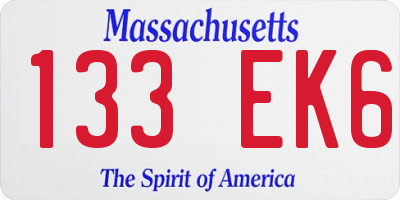 MA license plate 133EK6