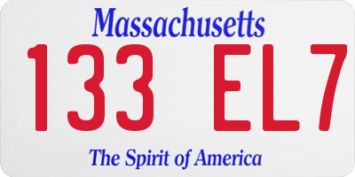 MA license plate 133EL7