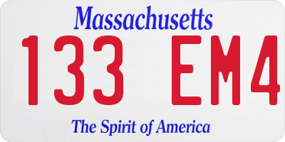 MA license plate 133EM4