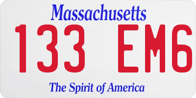 MA license plate 133EM6