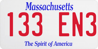 MA license plate 133EN3