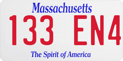 MA license plate 133EN4