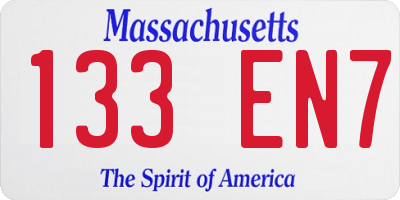 MA license plate 133EN7