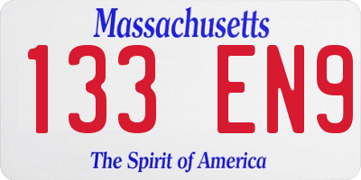 MA license plate 133EN9