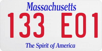 MA license plate 133EO1