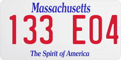 MA license plate 133EO4