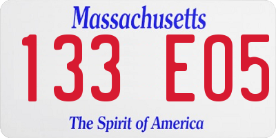 MA license plate 133EO5
