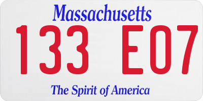 MA license plate 133EO7