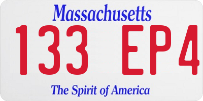 MA license plate 133EP4