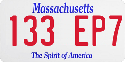 MA license plate 133EP7