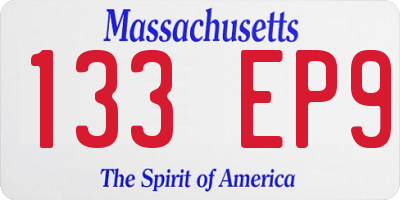 MA license plate 133EP9