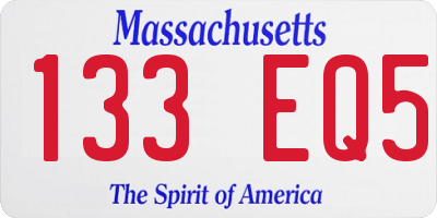 MA license plate 133EQ5