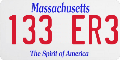 MA license plate 133ER3