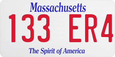 MA license plate 133ER4