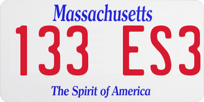 MA license plate 133ES3
