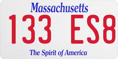 MA license plate 133ES8