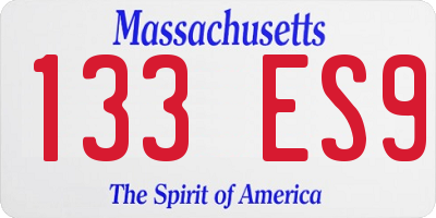 MA license plate 133ES9