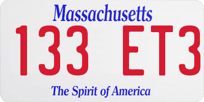 MA license plate 133ET3