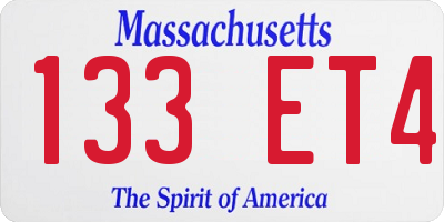 MA license plate 133ET4
