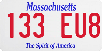 MA license plate 133EU8
