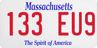 MA license plate 133EU9