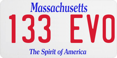 MA license plate 133EV0